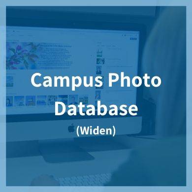 A button that leads to a landing page with information about the Campus Photo Database, Widen.